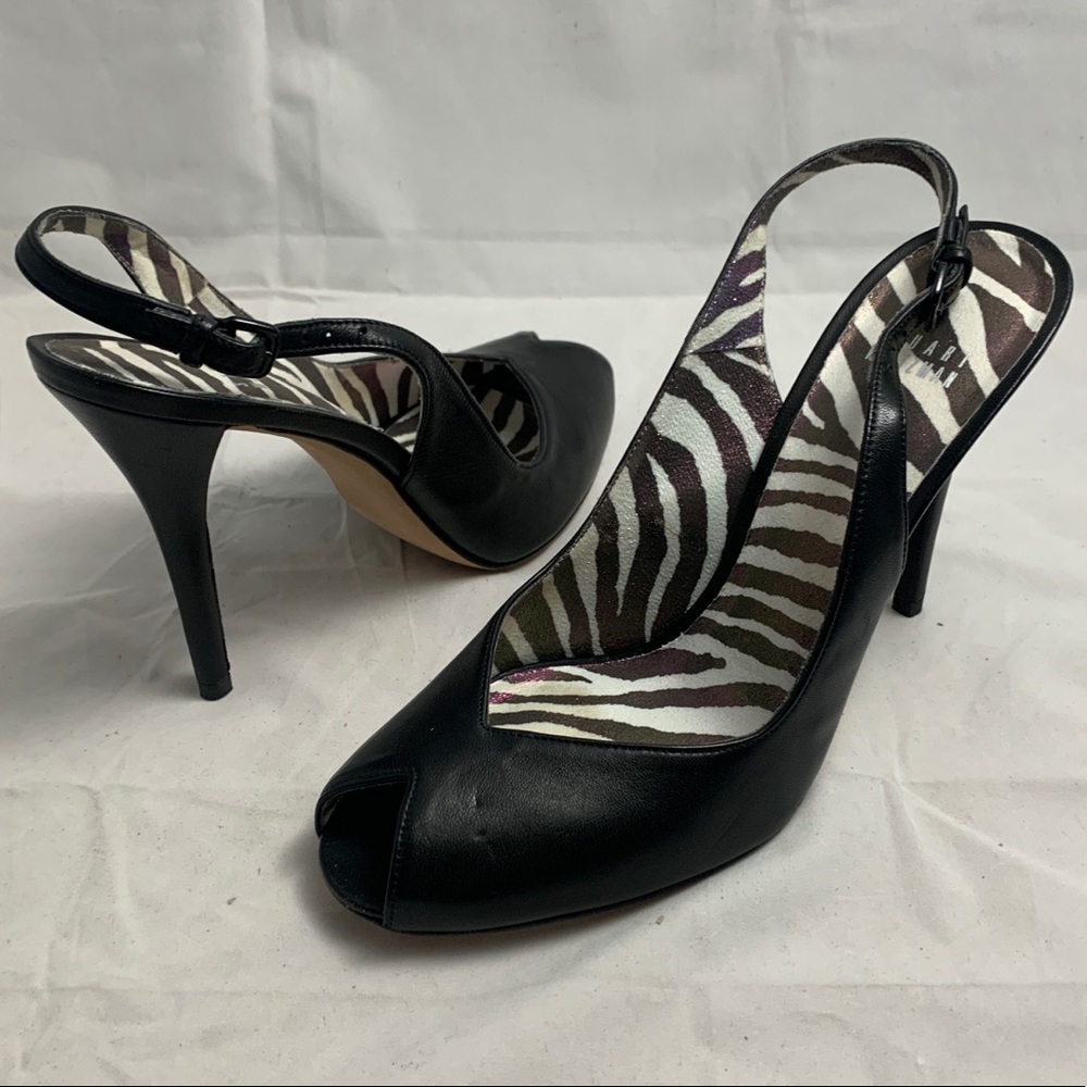 Stuart Weitzman 11 Prose Black Nappa slingback NWD